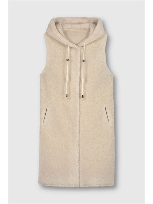 jing gilet lungo reversibile con cappuccio RINO & PELLE | JING.7002310STONE